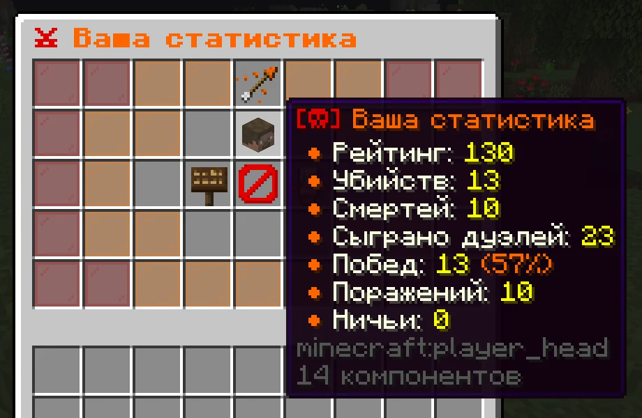 Статистика дуэлей игрока